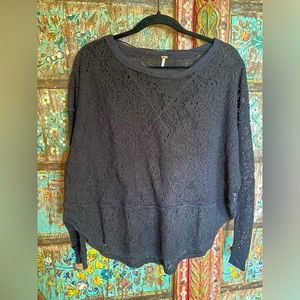 Free People Black Oversized Tunic Sweater